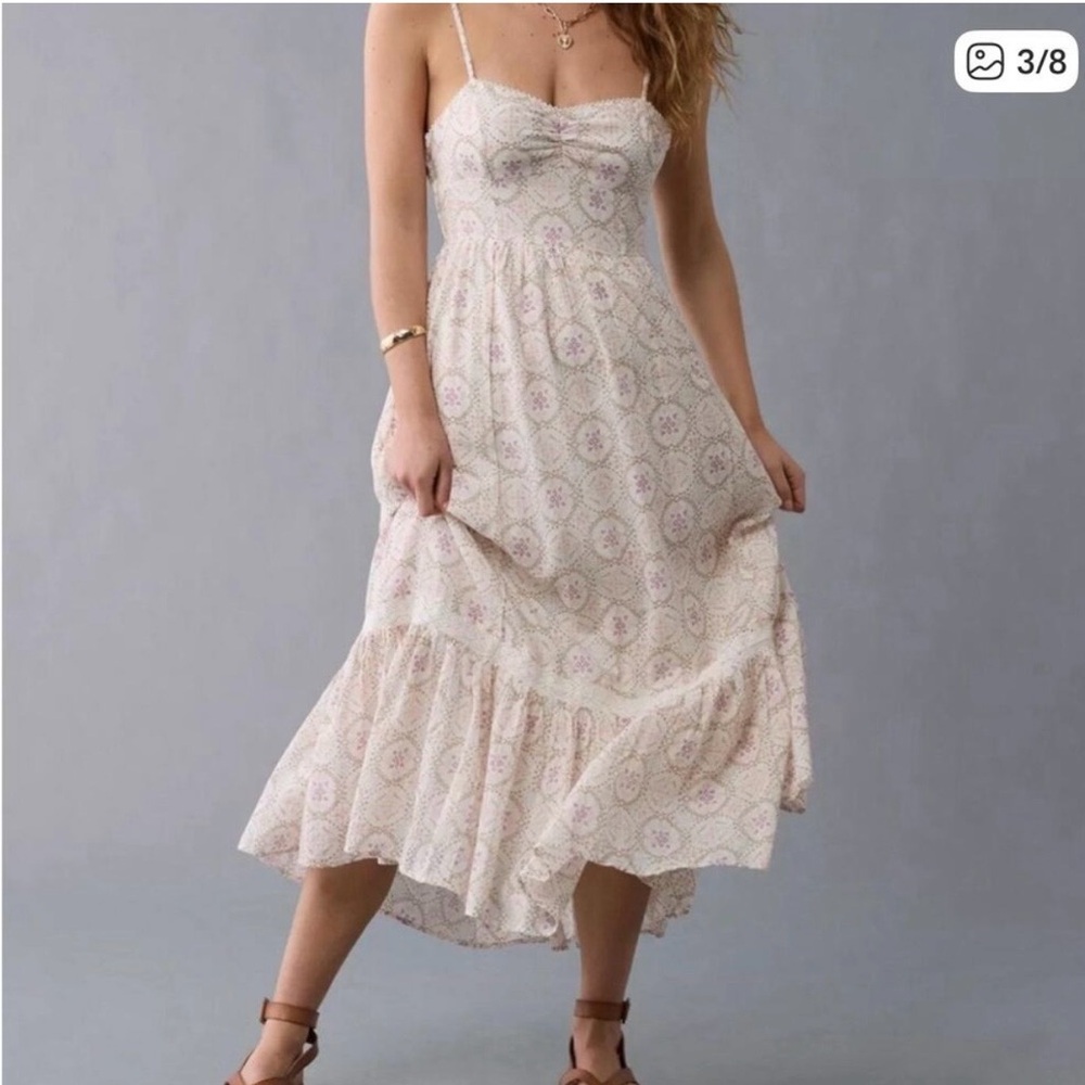 American Eagle Catie Dress -Floral Maxi - Open Back